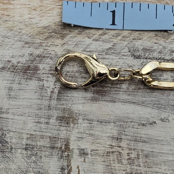 Hammered Gold Tone/Facetted Black Acrylic Belt 43" - Picture 7 of 7